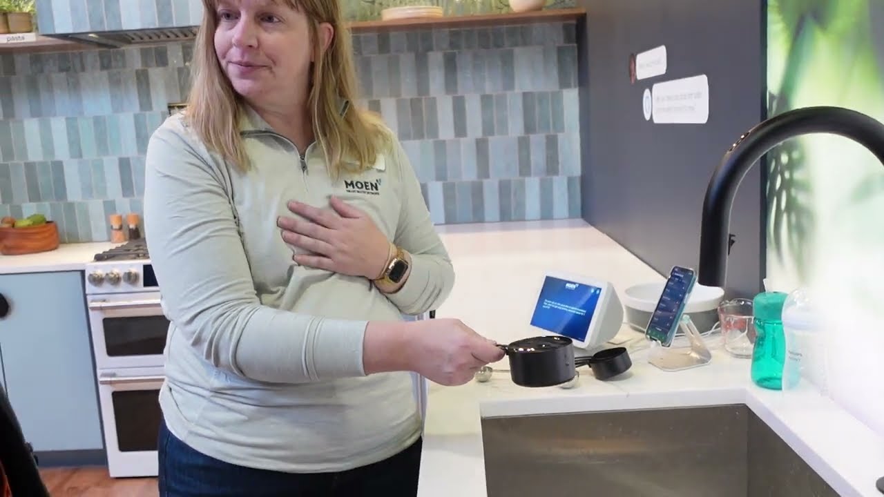 #moen demonstrates their new smart faucet.
