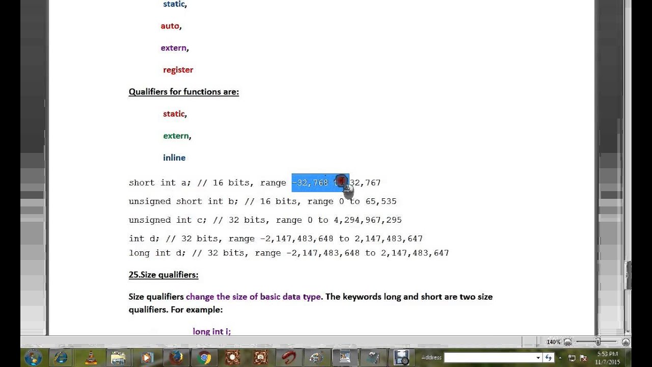C PROGRAMMING TUTORIAL EXPLAIN TYPES OF QUALIFIERS