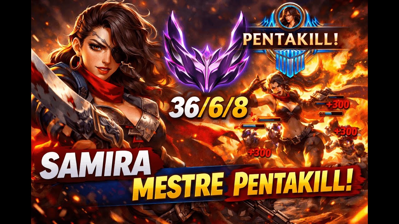 Samira 33/6/8 - Elo: Mestre - Pentakill | Gameplay Completo