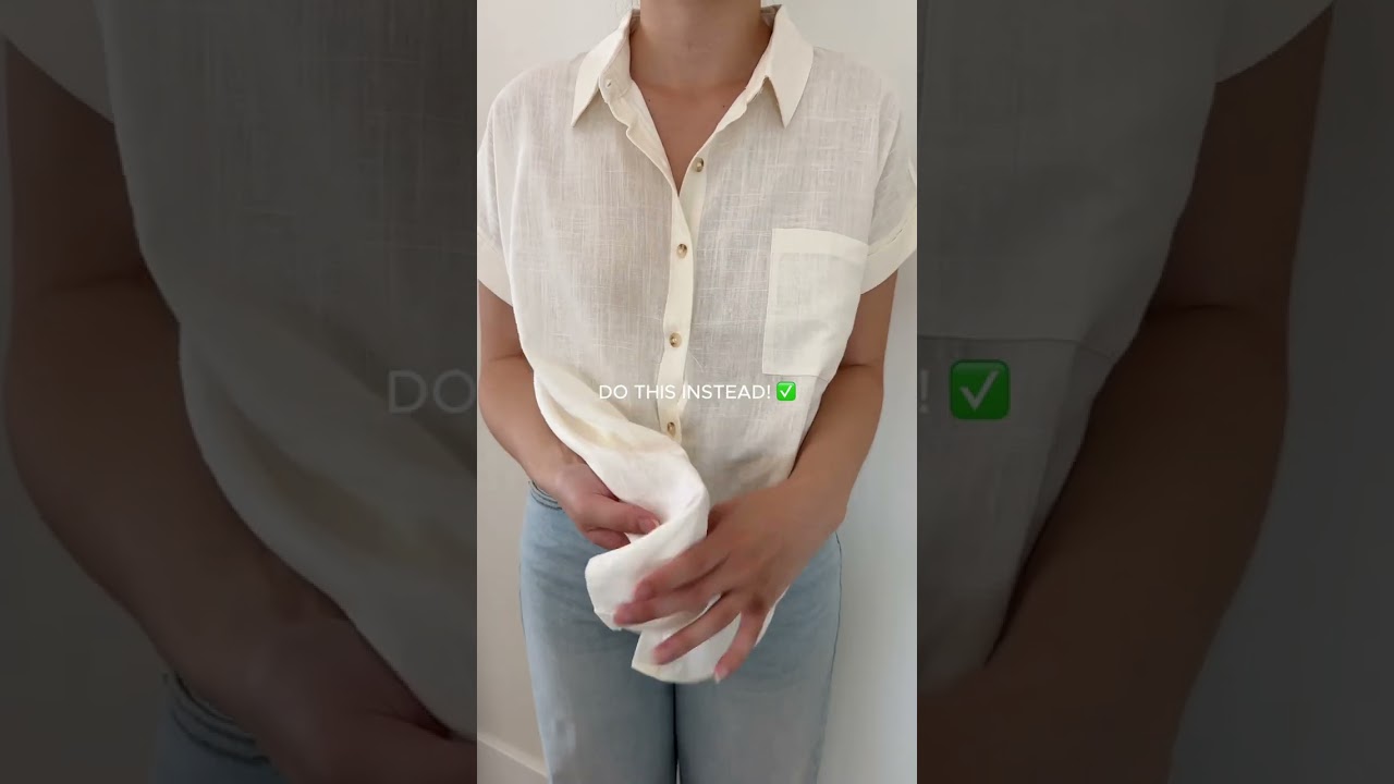 Easy Fashion Hack 💜 Neat and Easy Knot for Tying Button Down Tops