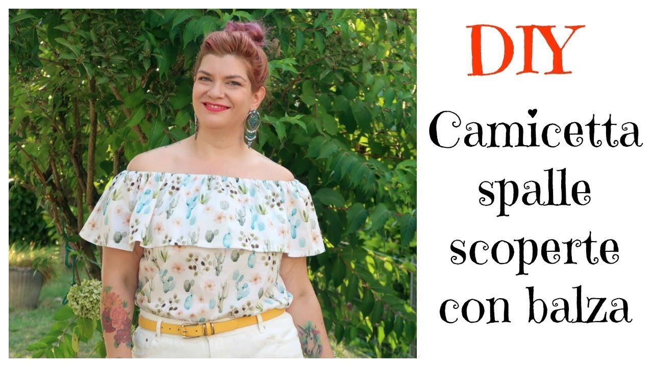 #DIY Tutorial: Camicetta spalle scoperte con balza (Off -the-shoulder top)
