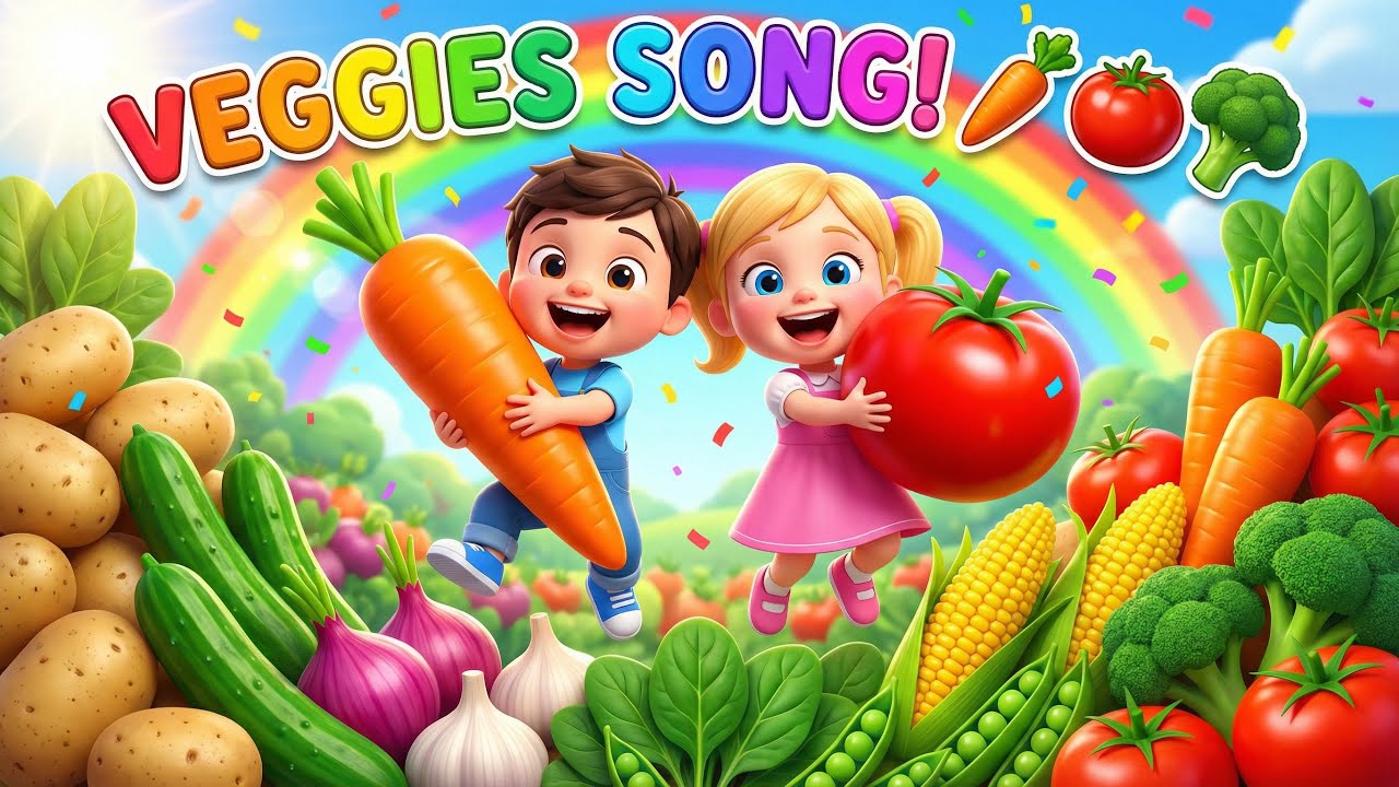 Veggies Garden Song for Kids! 🥕🍅🥦 Carrot Tomato Potato Fun 3D Cartoon Rhyme