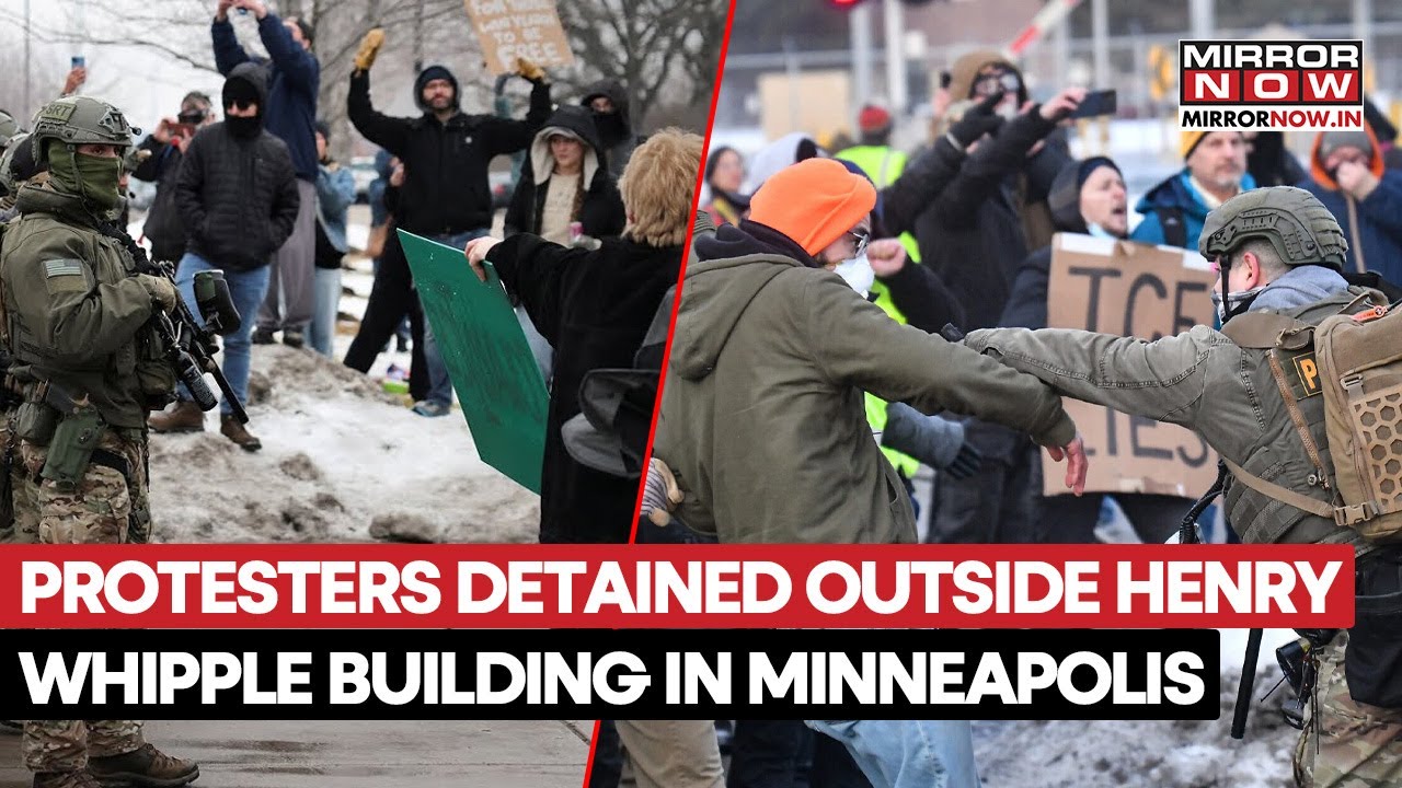 Anti-ICE Protestors Detained Outside Henry Whipple building Amid A rally In Minneapolis | Watch