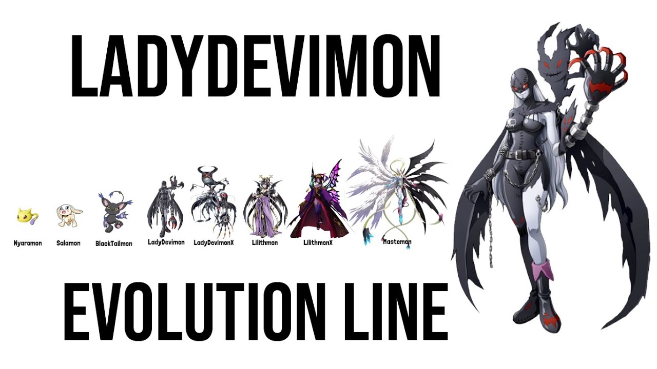 LadyDevimon Evolution to Mastemon Fallen Angel Digimon BlackTailmon