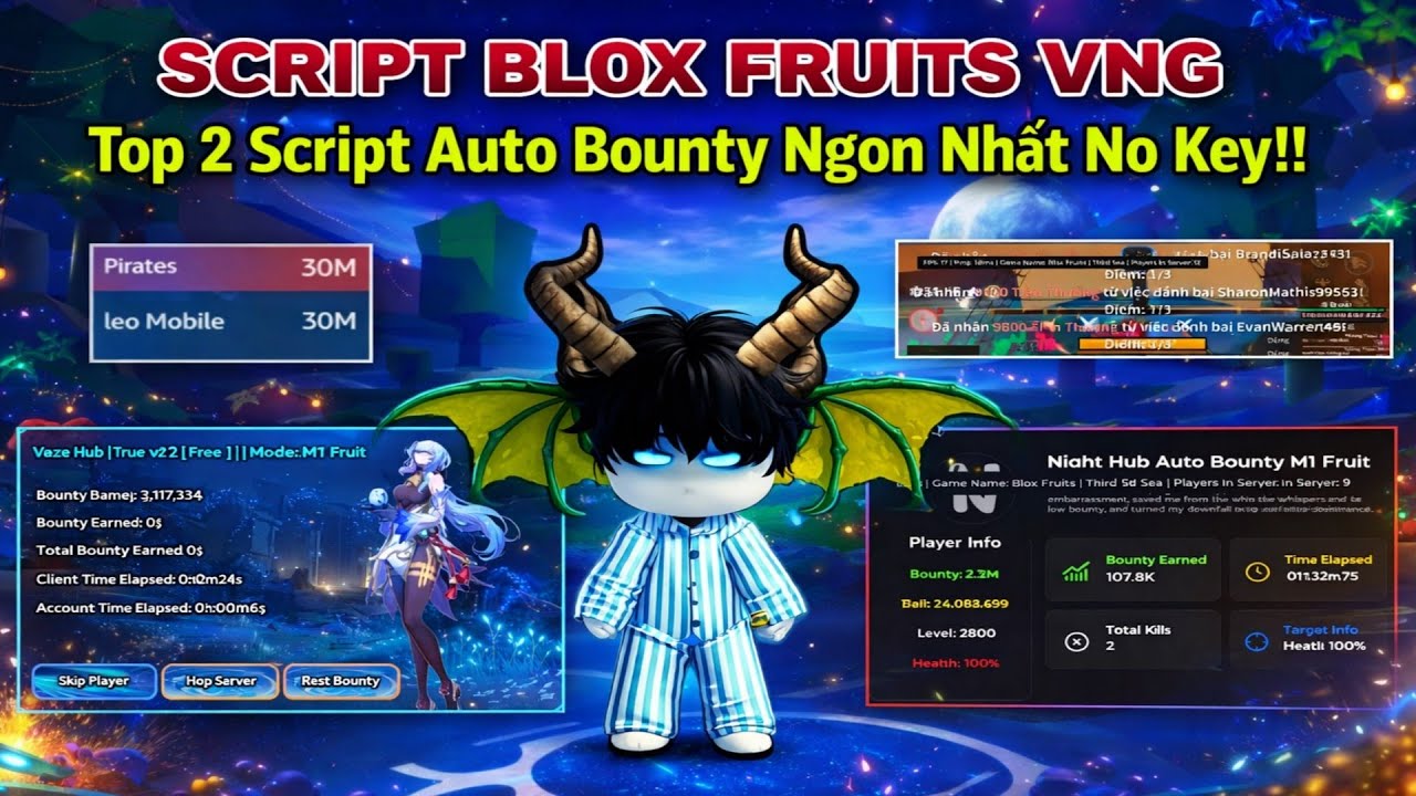 Cách Hack Blox Fruits Top 2 Script Auto Săn Bounty Ngon Nhất Hiện Nay No Key !!