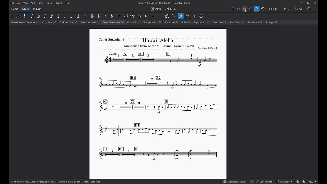 Hawaii Aloha Tenor Saxophone