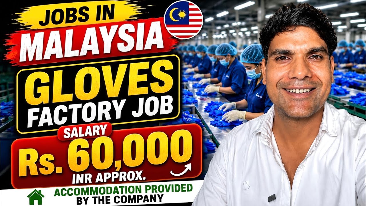 Malaysia Gloves Factory Jobs 2026 🇲🇾 | ₹60,000 approx💰 | Company Accommodation | Work Visa Process