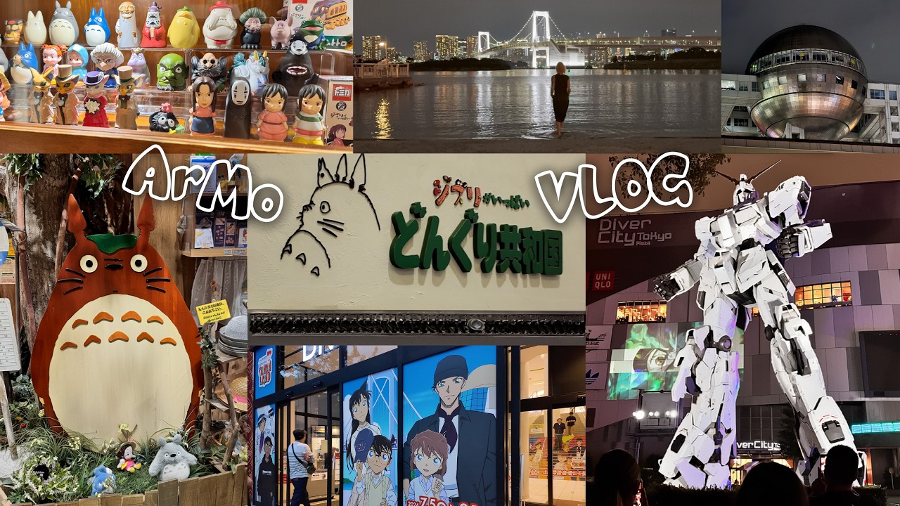 Tokyo Night Vlog 🌙 Ghibli Store Tour, Unicorn Gundam Light Show & Odaiba Beach
