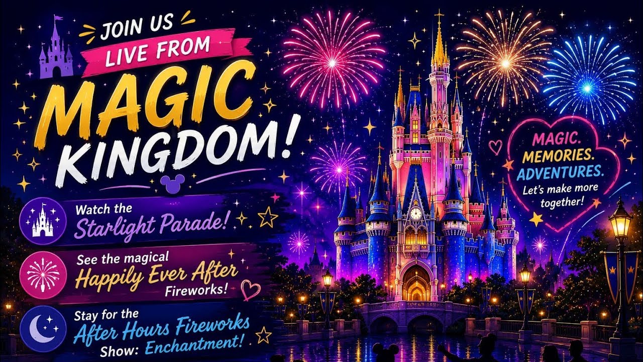 🔴 LIVE Walt Disney World's Magic Kingdom Starlight Parade Happily Ever After & Enchantment Fireworks