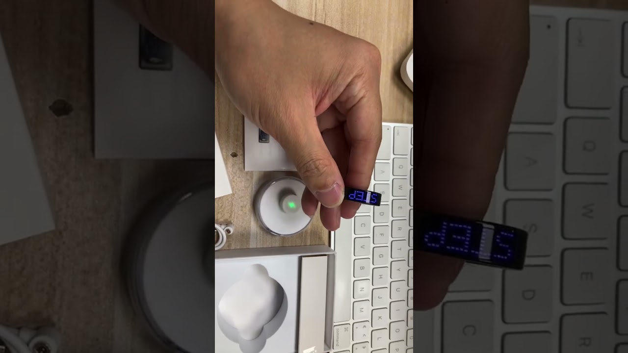 SR16 Stainless Steel Smart Ring LED Display Gesture Remote Photo Taking IP68 Waterproof App Control