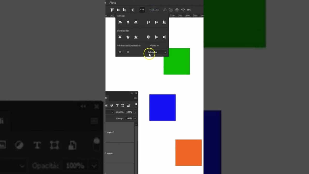 Allineare in Photoshop rispetto ad un singolo livello.