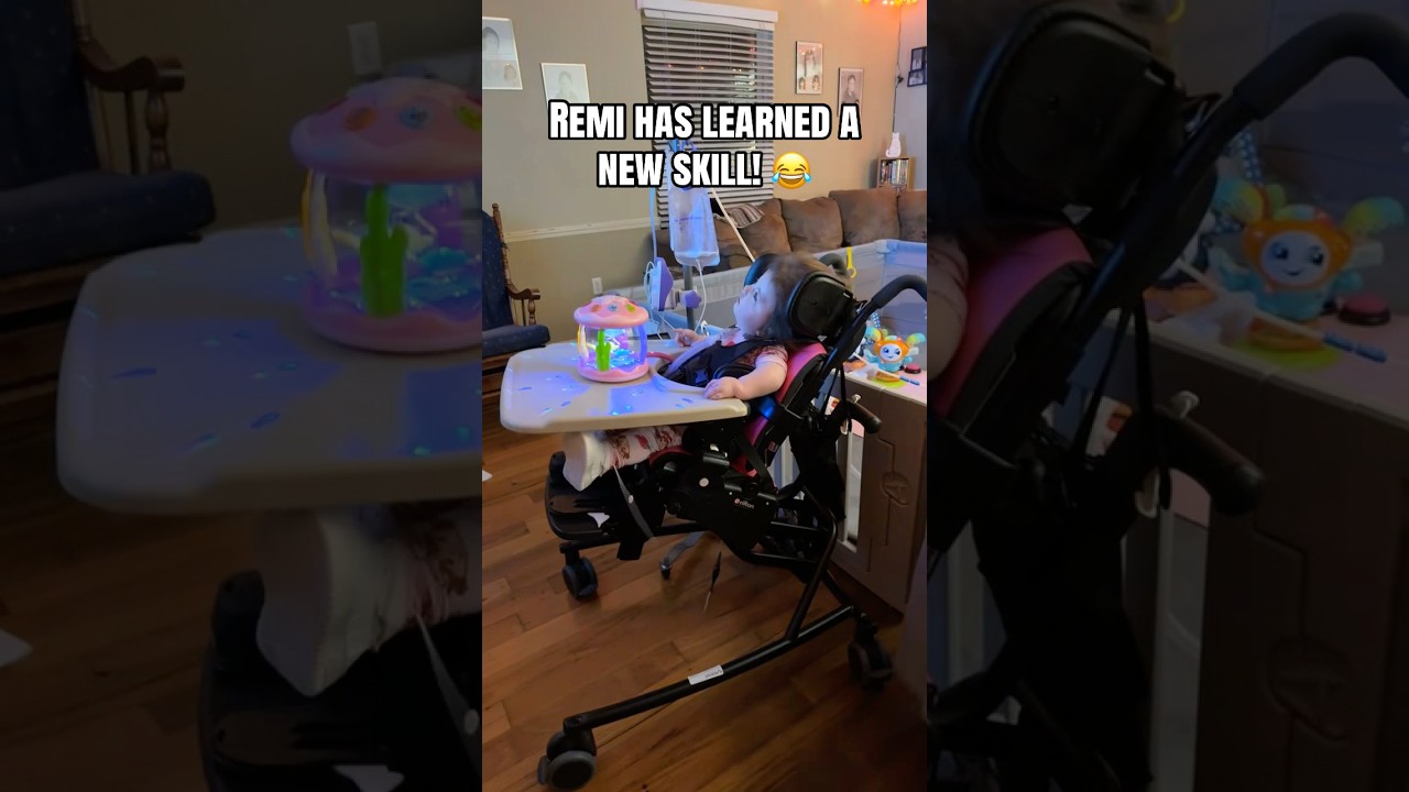 Remi has learned a new skill ! She does it non stop in her chair now! 😂 #remirae #newskills