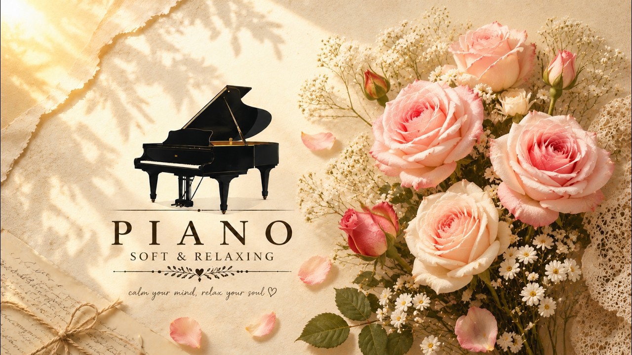 Relaxing Piano Music with Beautiful Roses | Healing, Calm, Sleep | Slow Natural