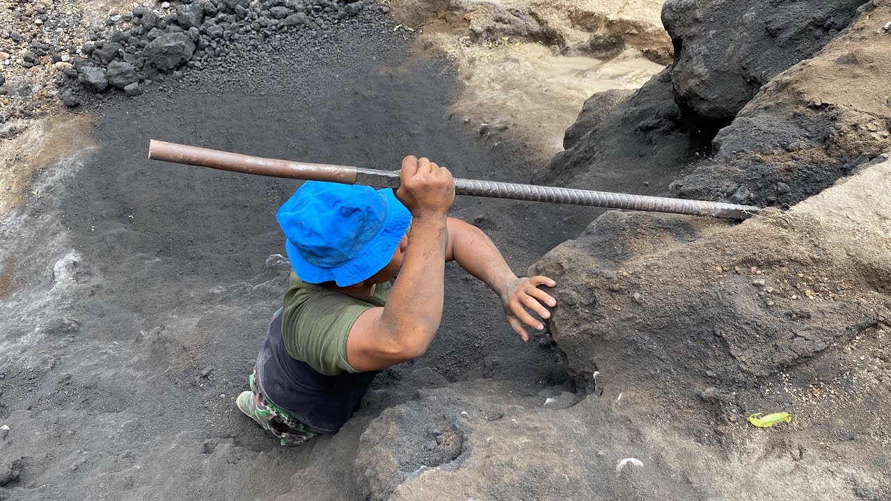 Black stone crumbles easily