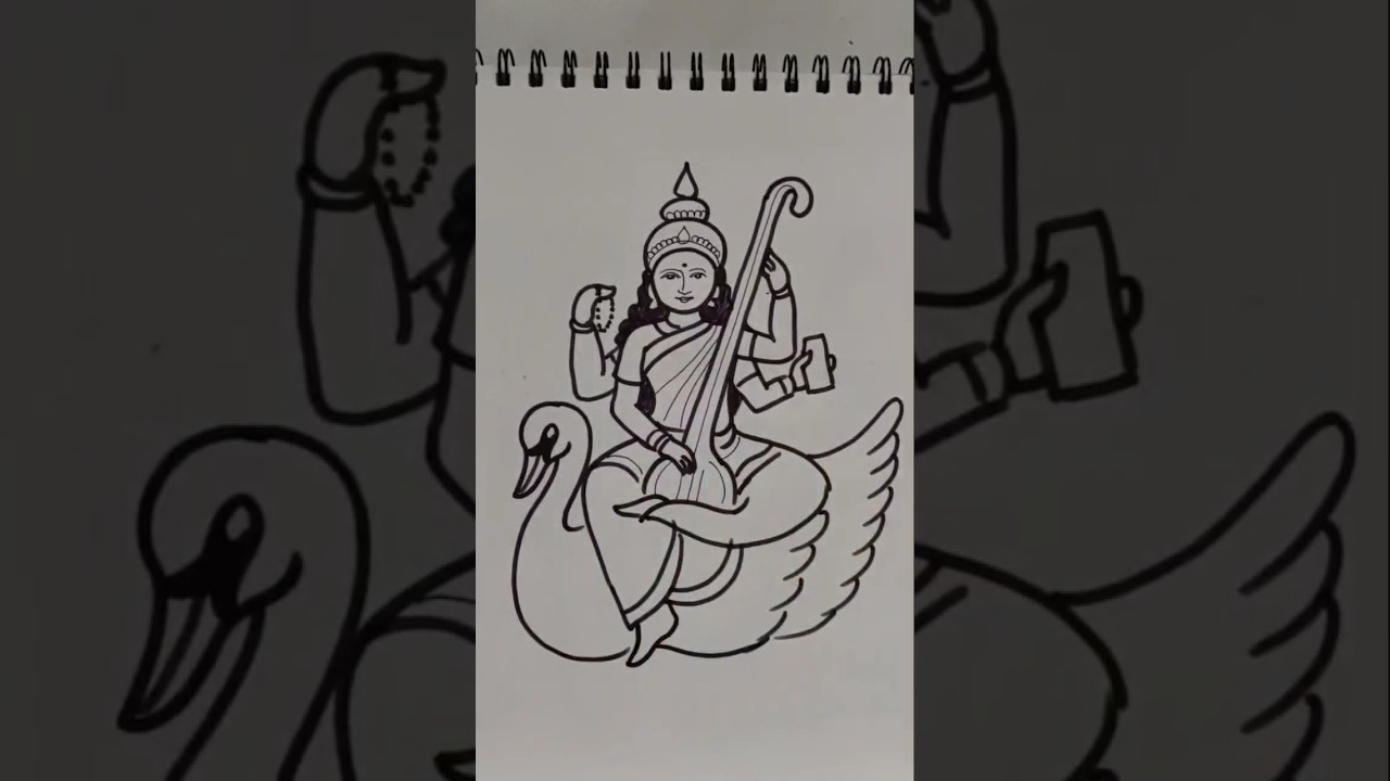 Quick and easy drawing of maa saraswati for beginners/ Basant Panchami special