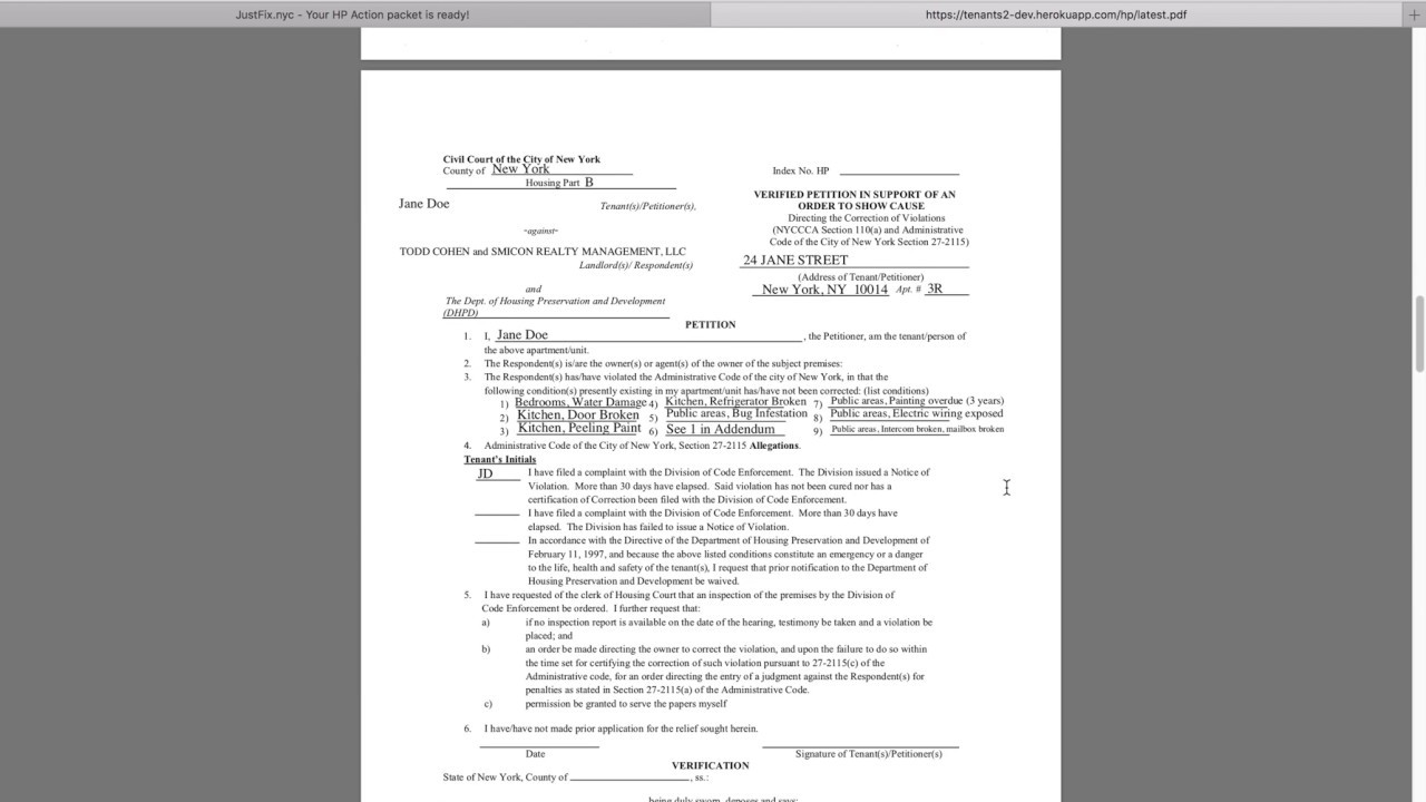 HP Action: Take Your Landlord to Court for Fepairs and/or Harassment