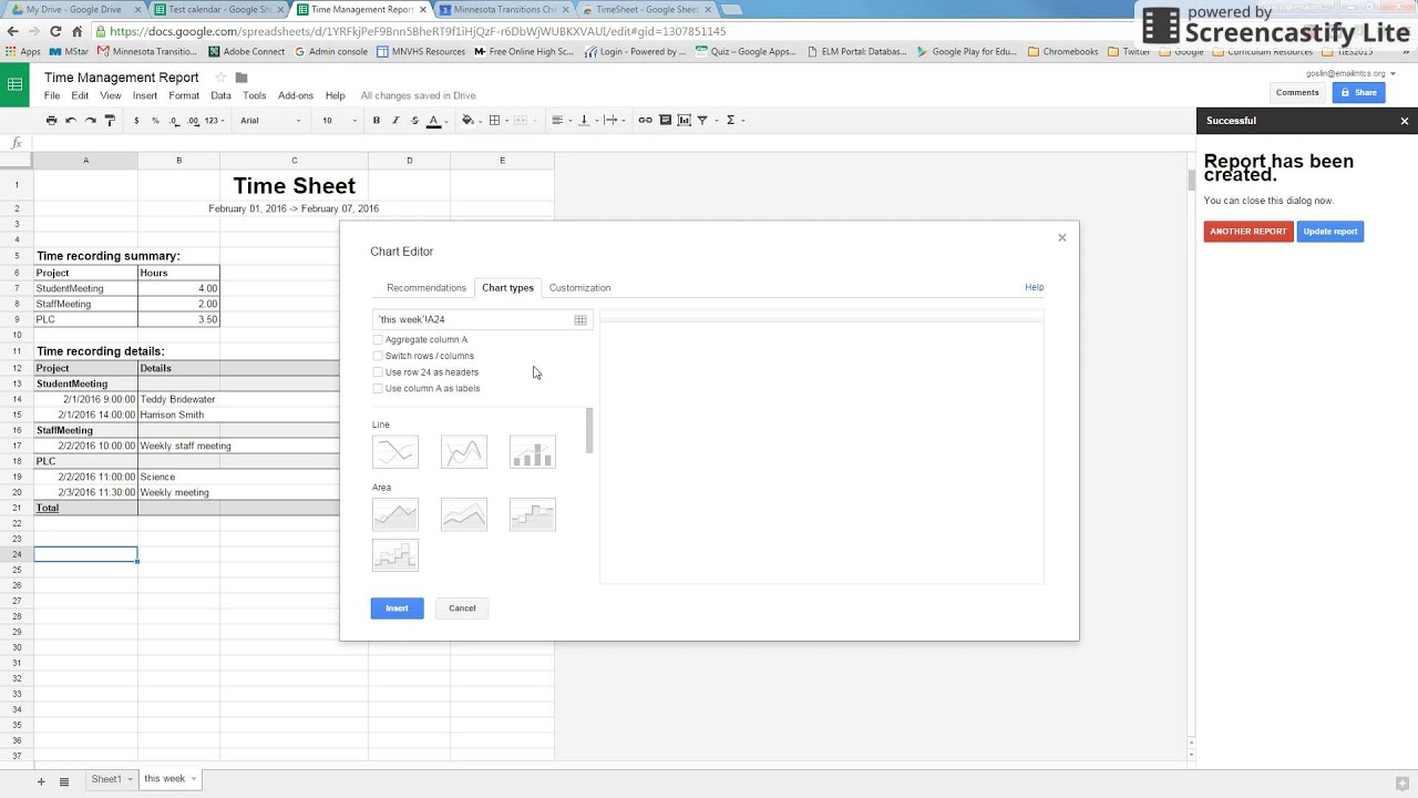 Google Calendar Time Tracker with Time Sheet