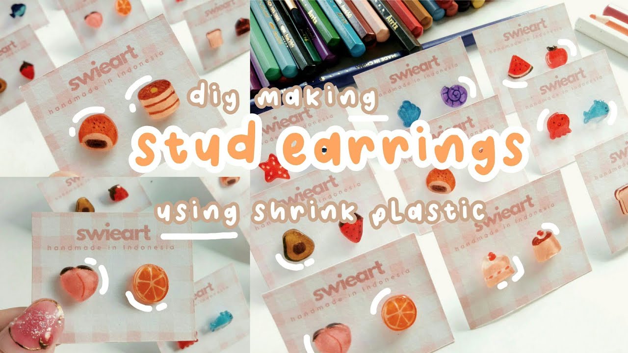 How I make Stud Earrings with Shrink Plastic 🍰🍓 | DIY Project by Swieart