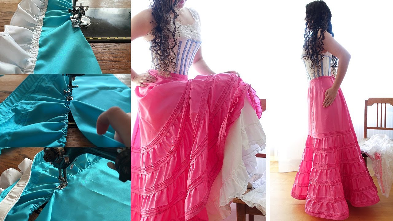 How To Sew: Edwardian Umbrella Ruffle Petticoat | Treadle Sewing Machine | ASMR