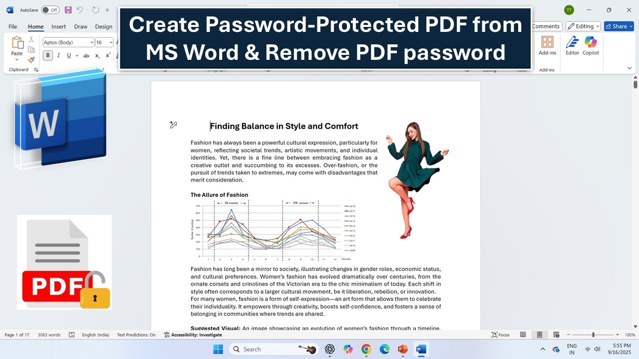 How to create a password protected PDF from MS Word & how to remove a PDF password