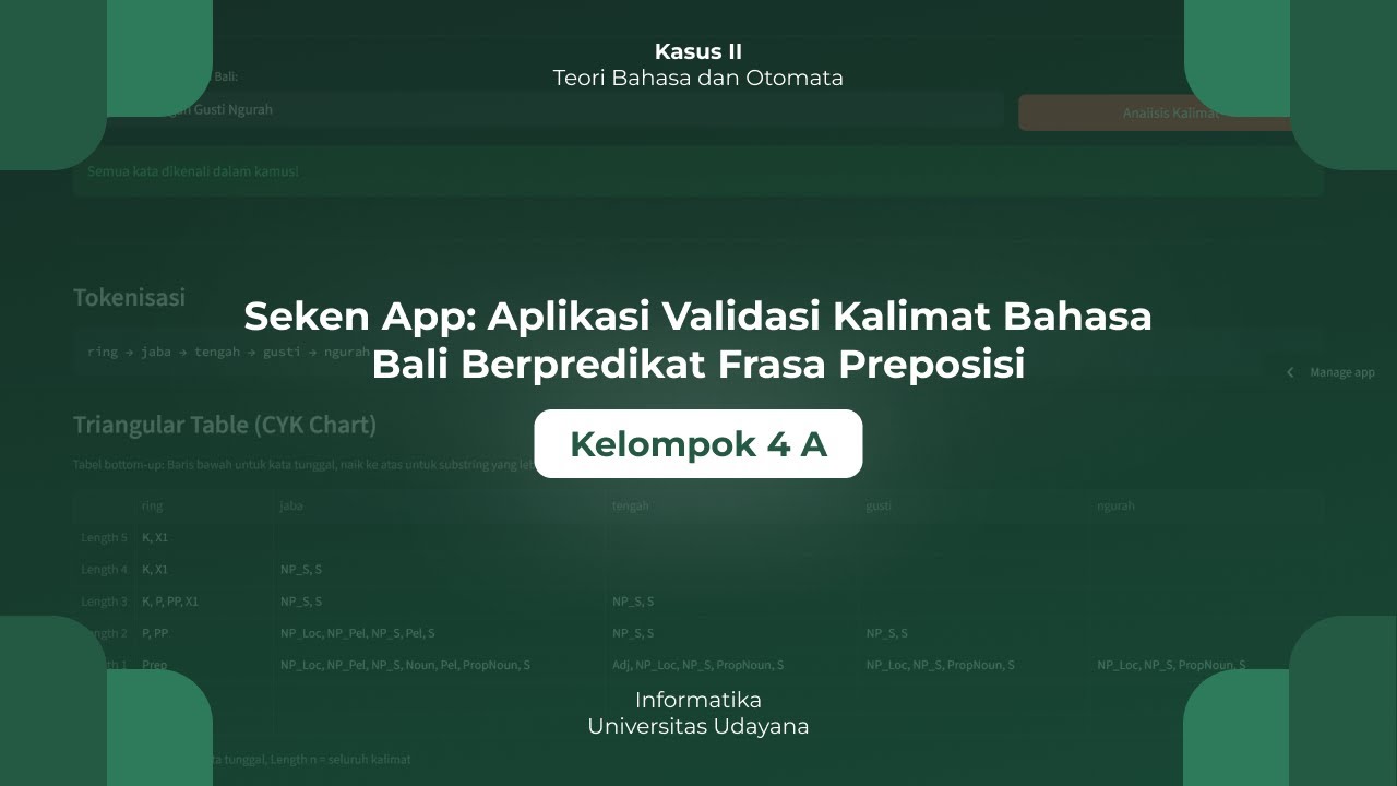 Seken App - Aplikasi Validasi Kalimat Bahasa Bali Berpredikat Frasa Preposisi (PP) || TBO 2026