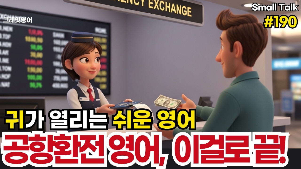 공항환전영어 이걸로끝! #190| 일상영어 | 영어듣기 | 리스닝 | small talk | 스몰토크 | 쉽고짧은영어 | 생활영어 | 기초영어회화 | 상황영어 | 여행영어 기초영어