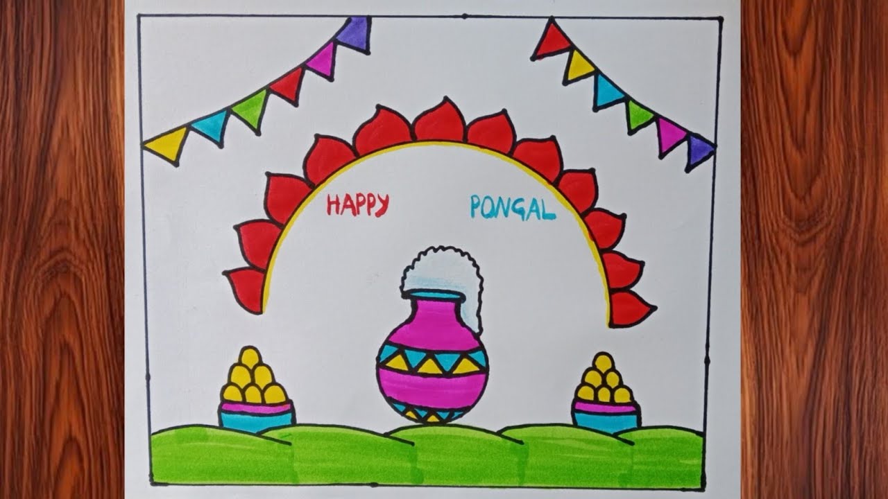 Pongal Drawing Easy / Happy Pongal Drawing / Pongal Festival Drawing / Pongal Drawing / Pongal pot 