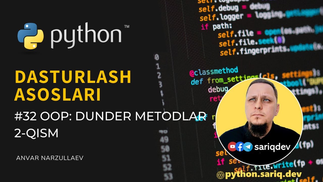 #32 Python Darslari | Object Oriented Dasturash. Dunder Metodlar. 2-qism