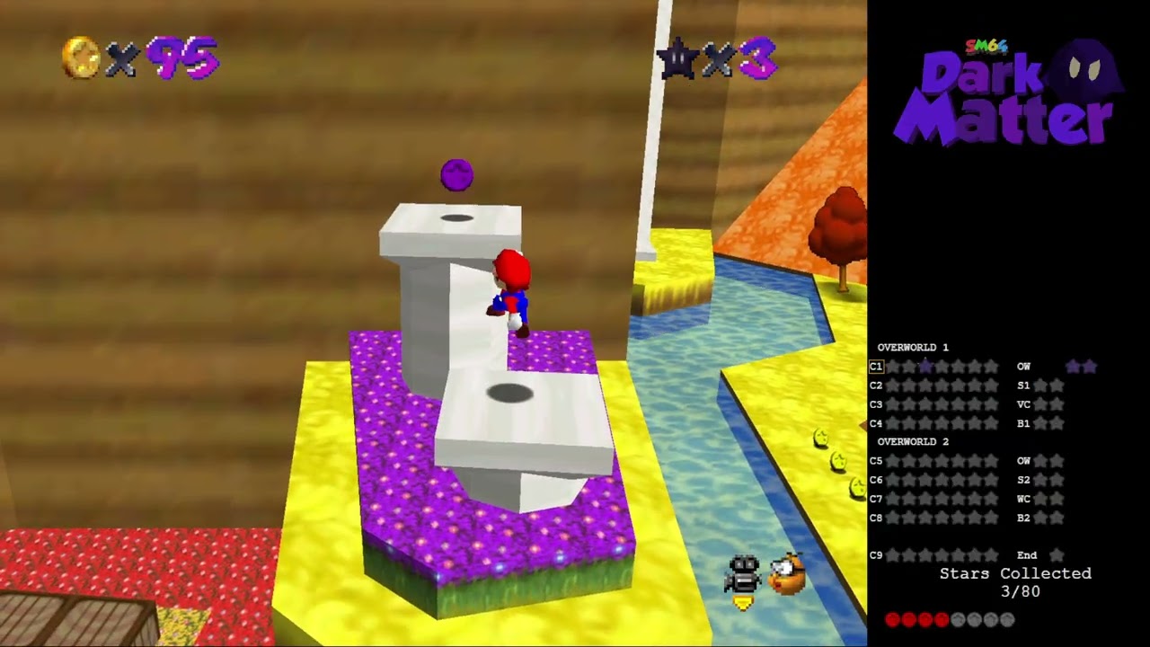 SM64 Dark Matter #01 ⭐ Overworld 1 Stars + Course 1: Buttercup Hills