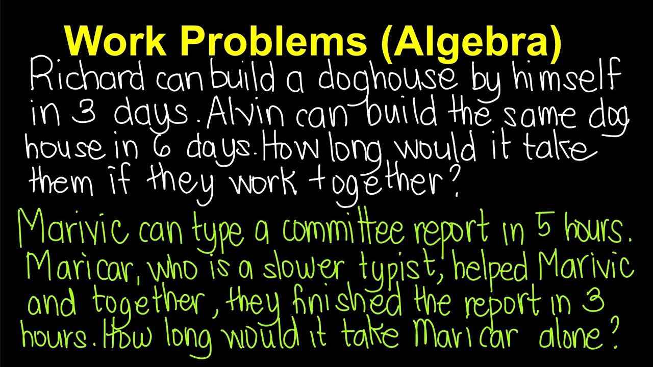 Work Problems | Algebra  (Tagalog/Filipino Math)