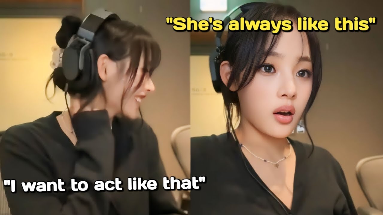 MINJI is so curious because HAERIN always like this and so serious (she wants to do it)