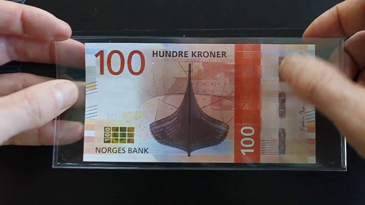 New 100 Norwegian Kroner banknote.  Viking ship.  Beautiful.