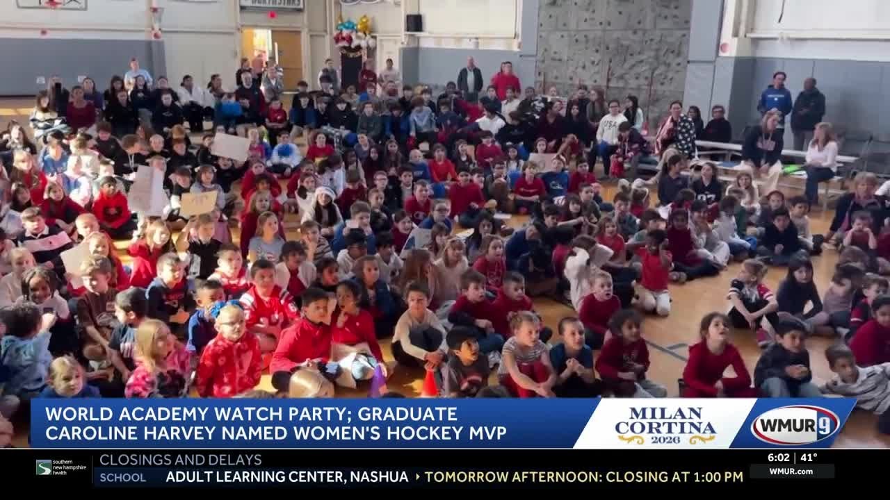 Students at Caroline Harvey's alma mater cheer on Team USA