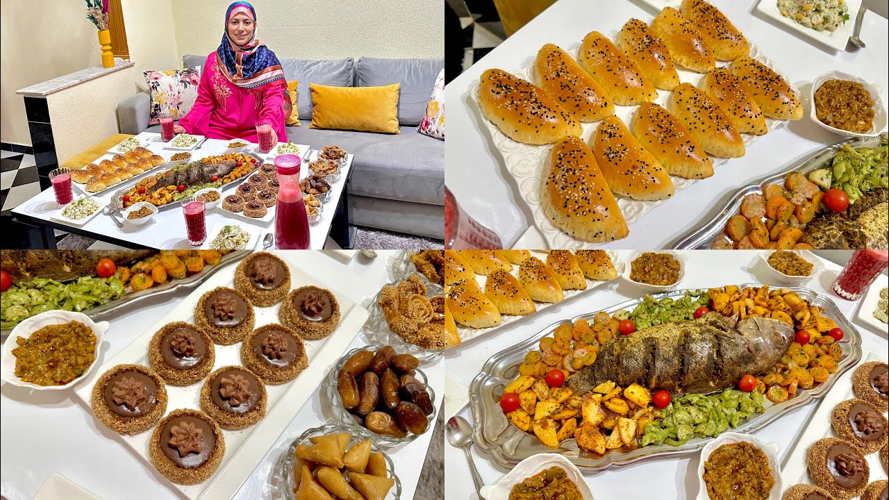 عراضة فطور رمضان 🌙 شوصون كيوجد فساعتو كيجي خطير ميني كيك بالكريمة رائعين وحوتة معمرة فالفران للضيوف