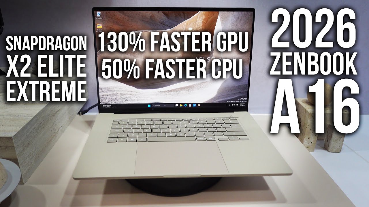 Zenbook A16 2026 года — ультралегкий ноутбук премиум-класса! Графический процессор на 130% быстре...