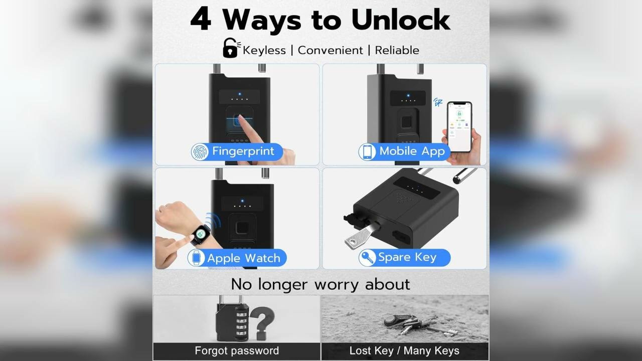 Review: eLinkSmart Fingerprint Padlock with Key Backup, Heavy Duty Weatherproof Bluetooth Biom...