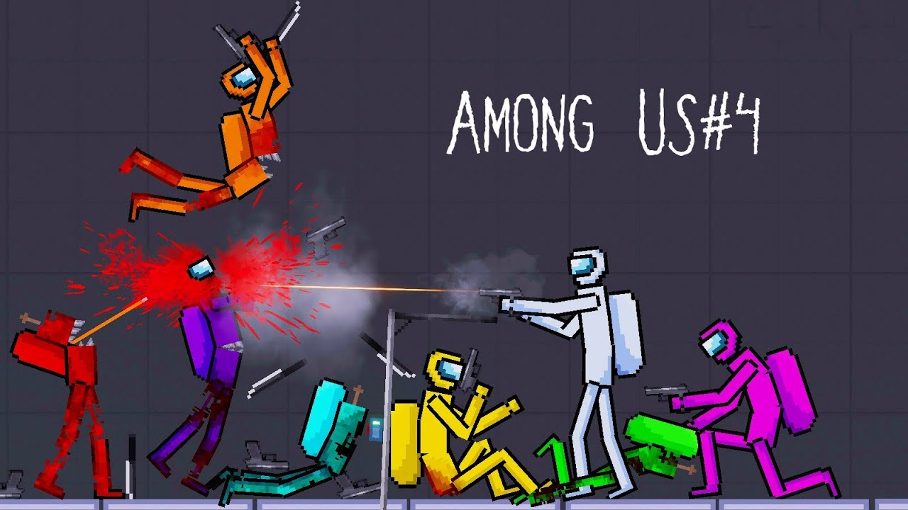 The Crew fights back against an Impostor#4 (Among Us Mod) in People Playground 1.10