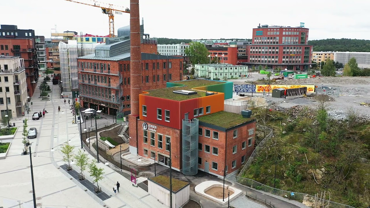Förskolan på Nobelberget, Sickla | White Arkitekter - drönare 2021.