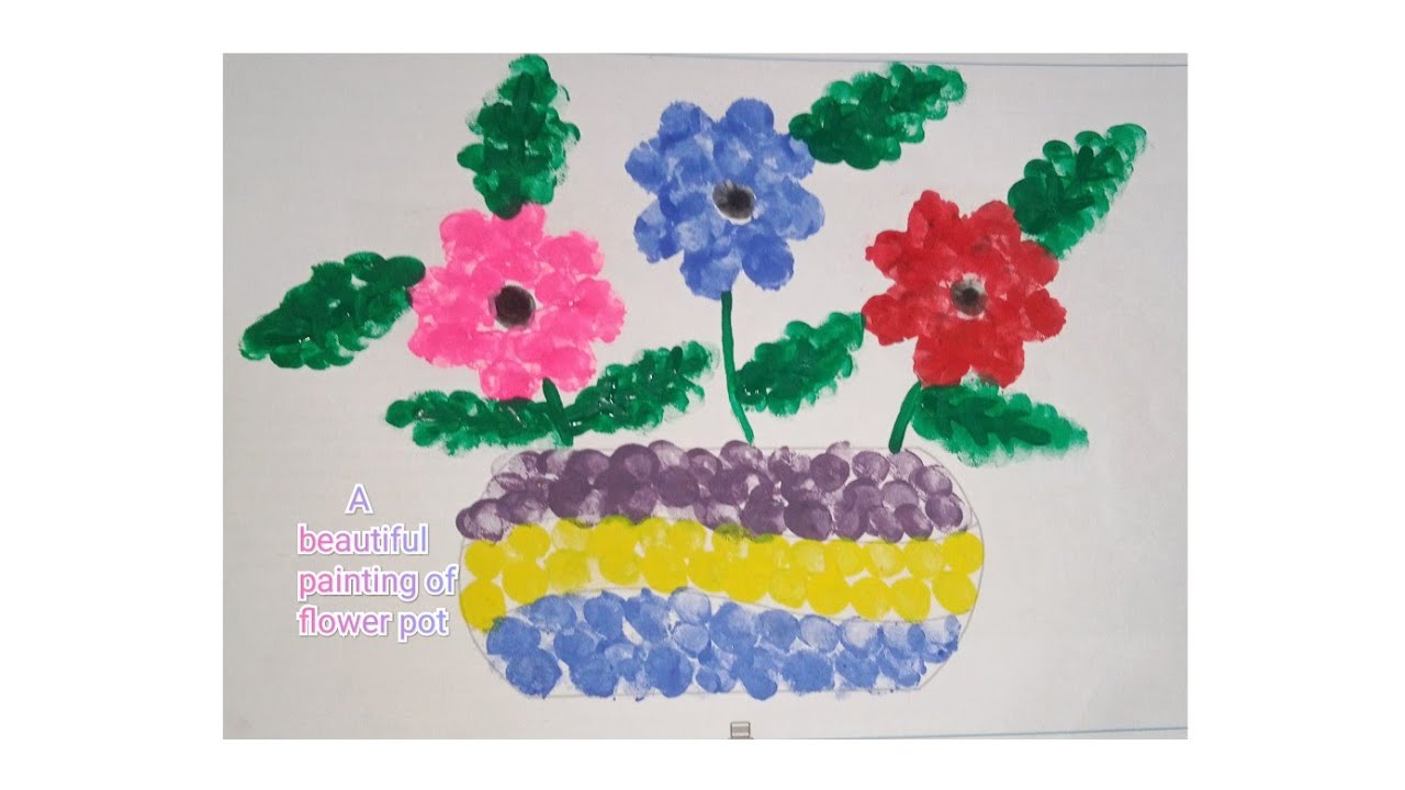 Beautiful painting of flower pot with easy trick 👍😊❤️❤️ #calligraphy #art #shorts #music 
