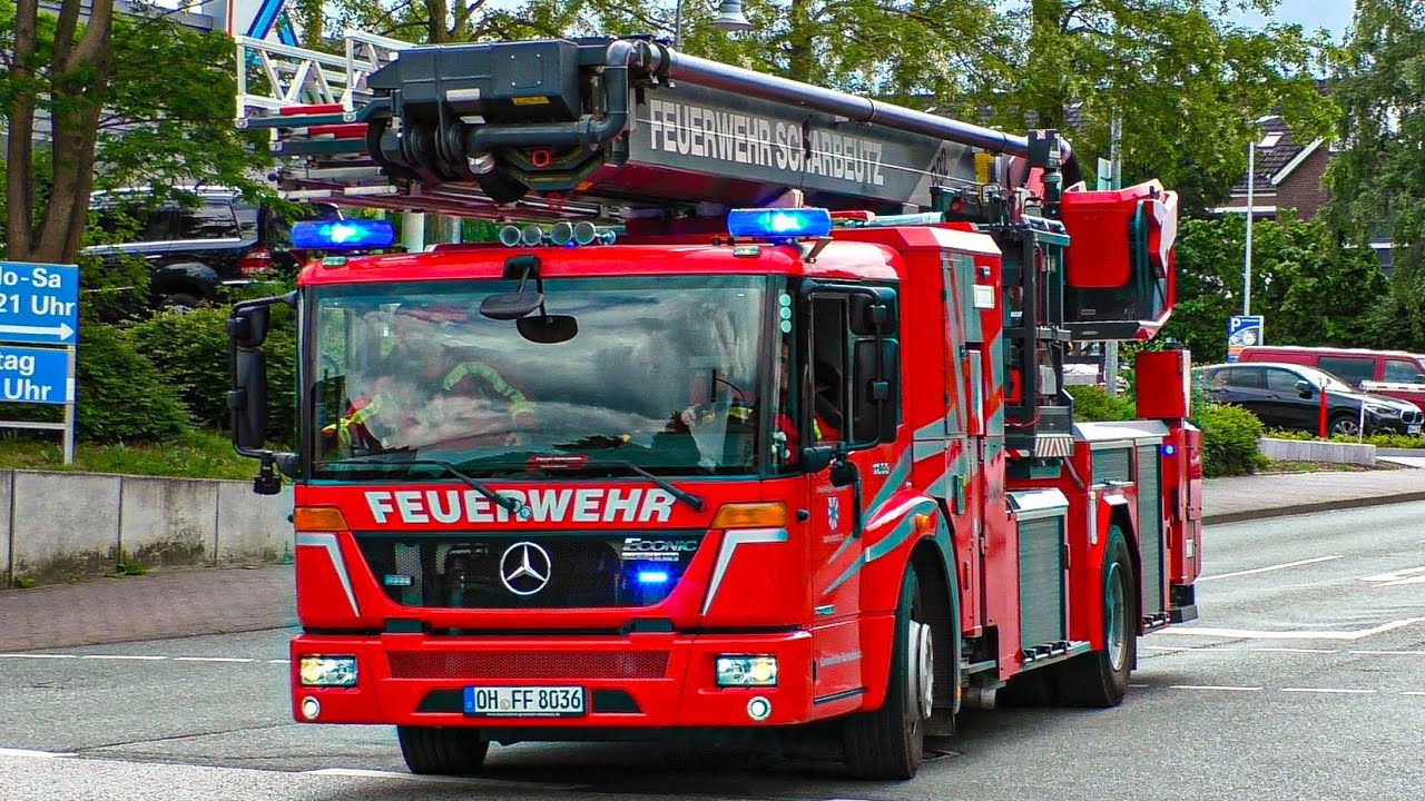 [Feuer in Biogasanlage!] - Teleskopmast im Einsatz | Einsatzfahrten Feuerwehr Ostseebad Scharbeutz!