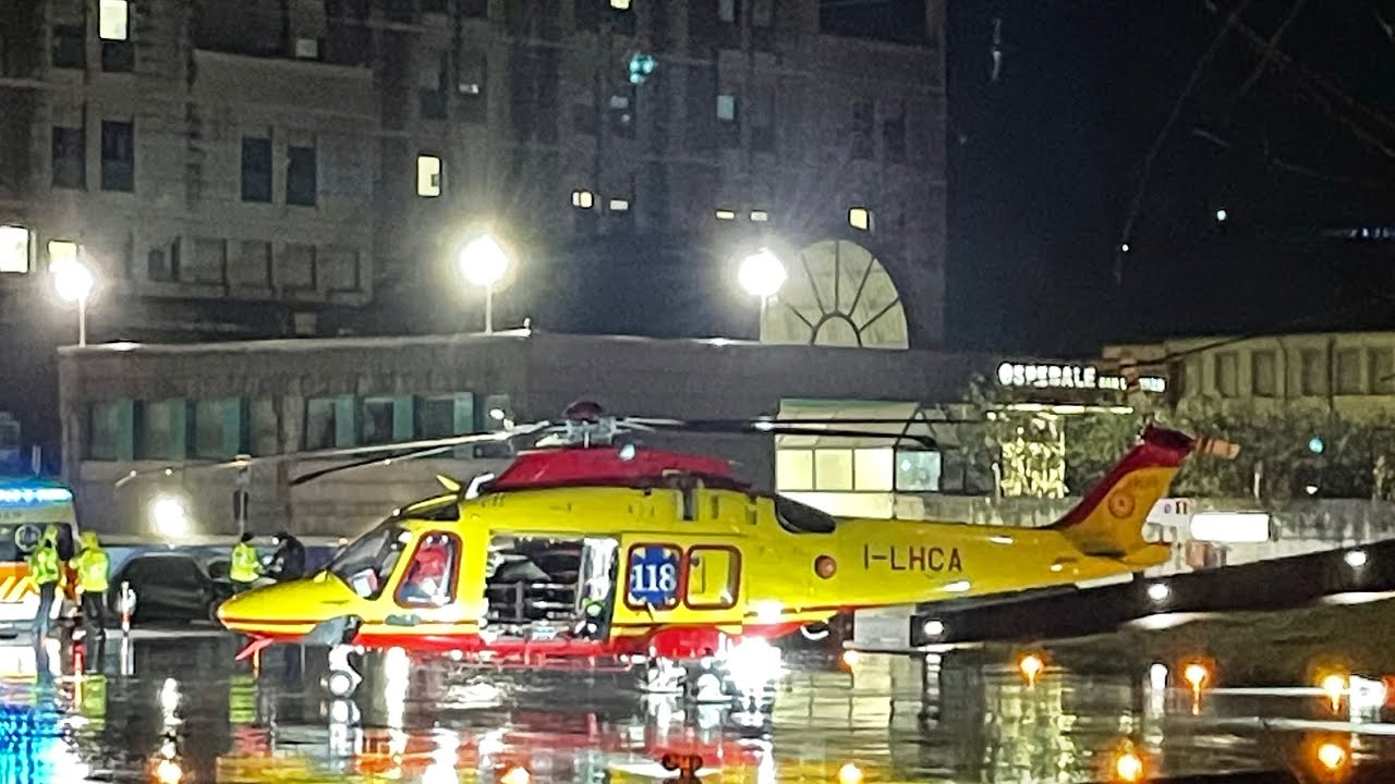 AW169 Elisoccorso Treviso in decollo notturno 