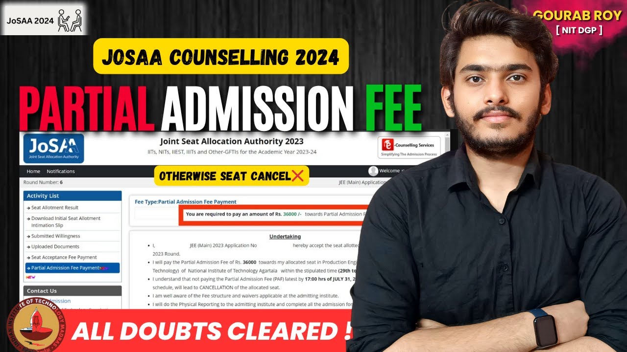 🚨PARTIAL ADMISSION FEE JOSAA✅| Partial Admission Fee 2026 | PAF JOSAA 2026 | JOSAA PAF Payment