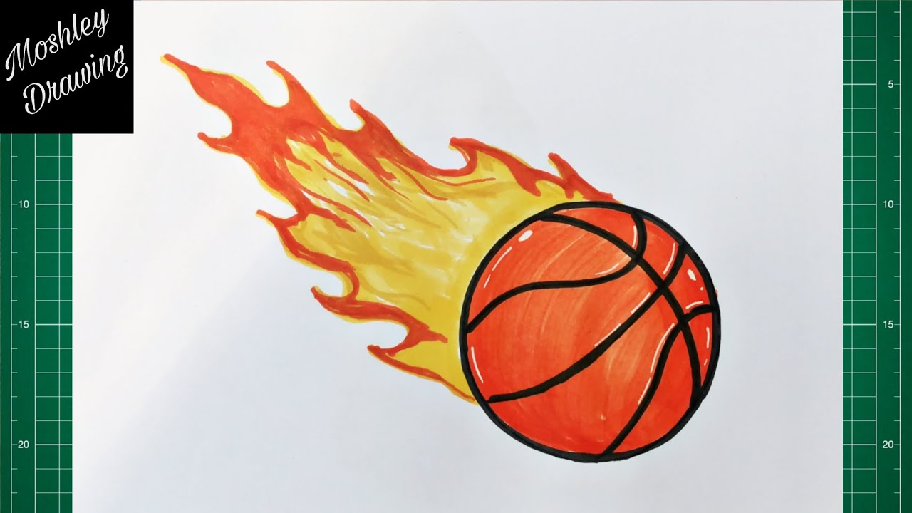 How to Draw a Basketball with Fire Flames