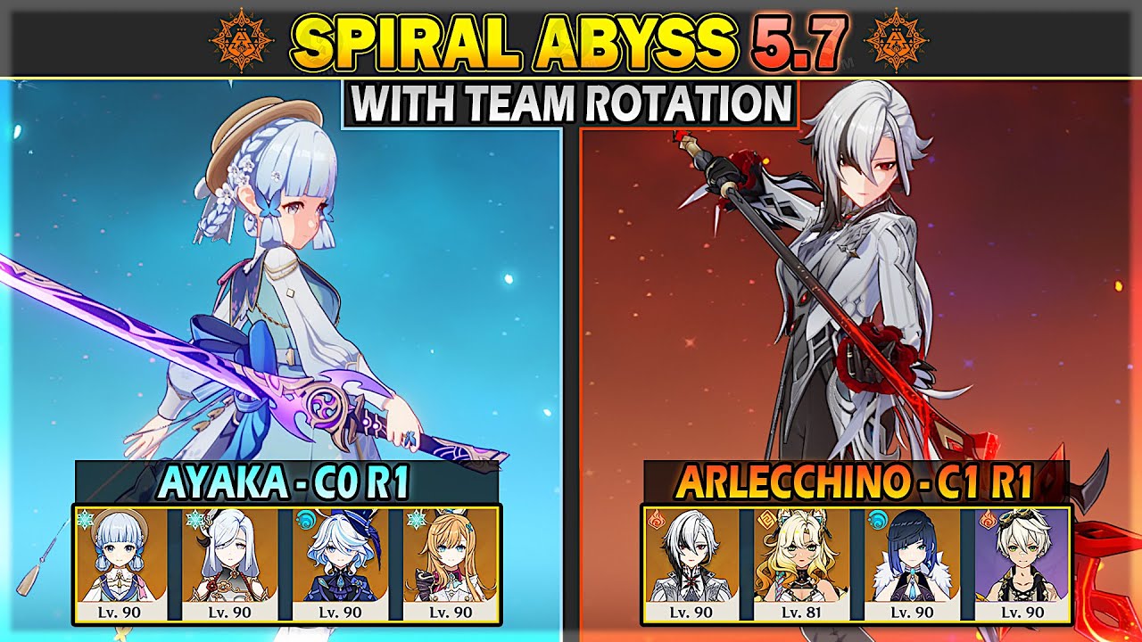 C0 R1 Ayaka & C1 R1 Arlecchino | 9 Stars Spiral Abyss 5.7 Floor 12  | Genshin Impact