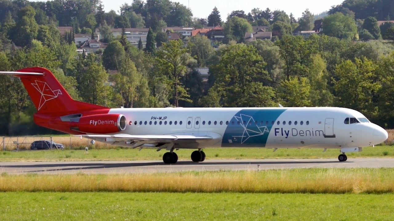 Heavy Loaded! Fokker 100 Denim Air Take-Off at Bern