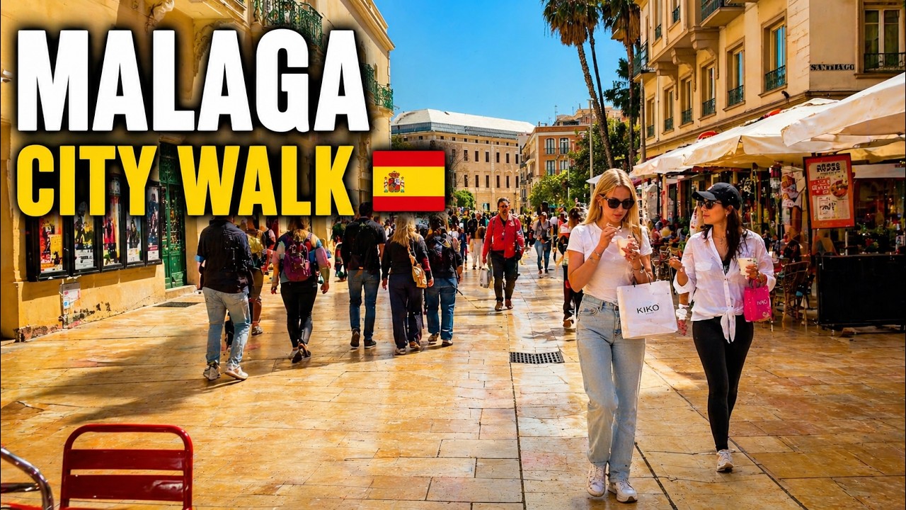 Malaga City Center to Port Walk 4K 🇪🇸 | Spain Busy Streets, Park & Marina Walk