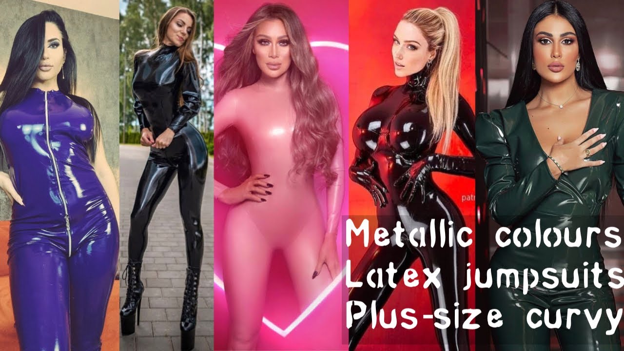 Metallic colours glossy jumpsuits outfit for curvy girls plussize fashion #jumpsuit #new #latex #pvc