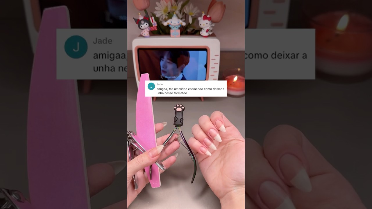 Formato de unhas amendoada 💅✨💗  #unhasnaturais #tutorialdeunhas #nailinspo