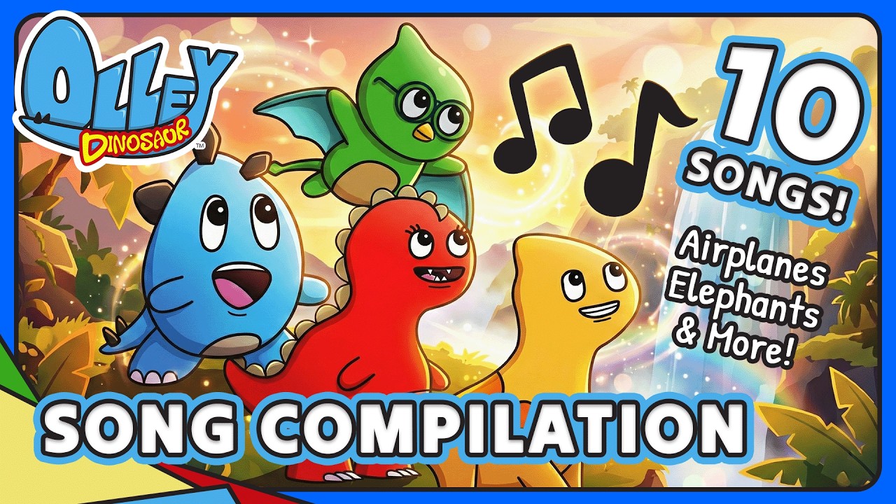 KIDS SONG COMPILATION - 10 Songs! | Olley Dinosaur | Learn Sing Explore | Educational Kids Songs
