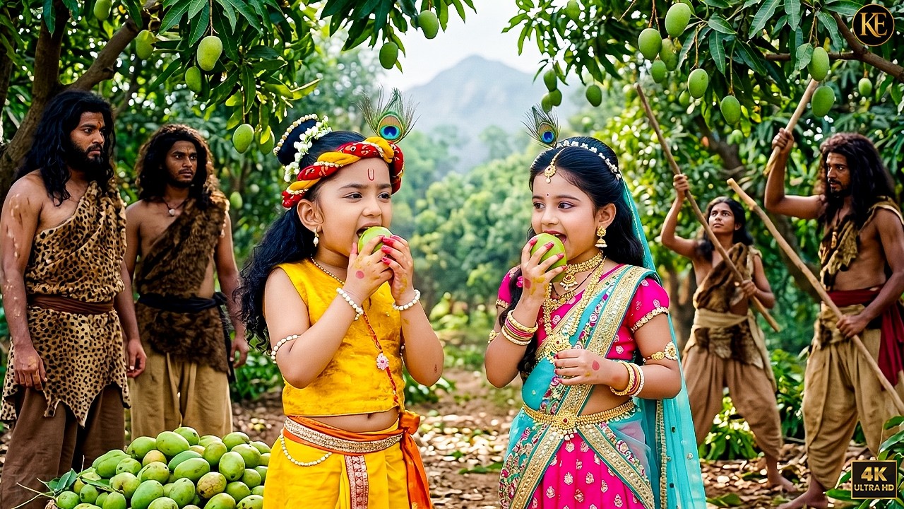 जंगल में आदिवासियों संग बाल कान्हा-राधा ने तोड़े पेड़ से मीठे आम || YMKN || Shree Krishan leela
